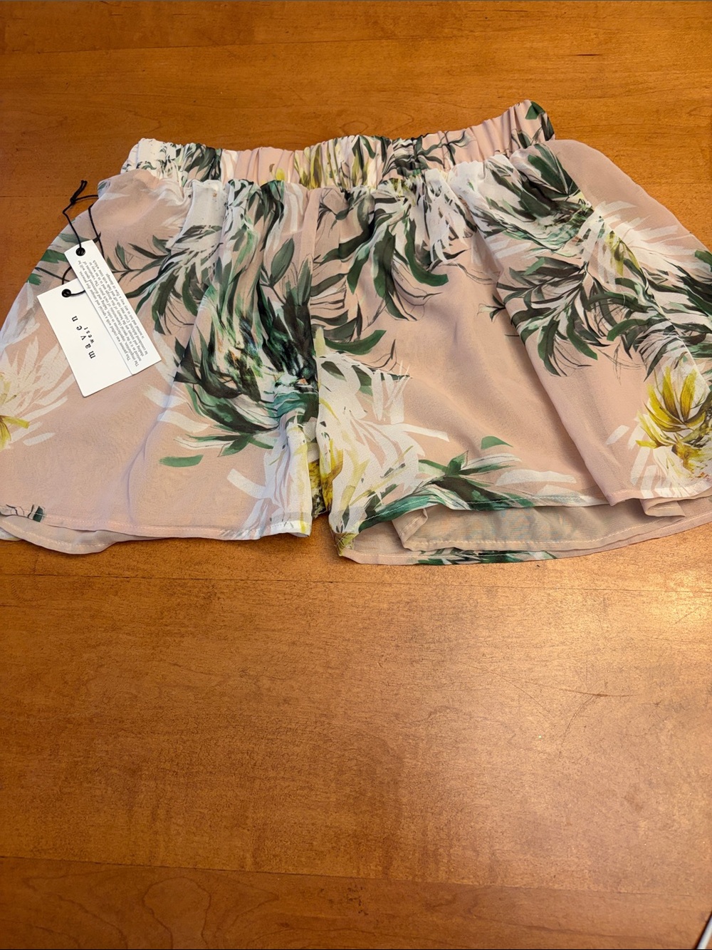 Maven West Pink Floral Elastic-Waist Skort